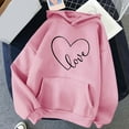 thumbnail image 1 of Blczomt Pink Sweatshirts for Teen Womens Trendy Crewneck Love Heart Hoodies Pullover Womens Long Sleeve Shirts, 1 of 4