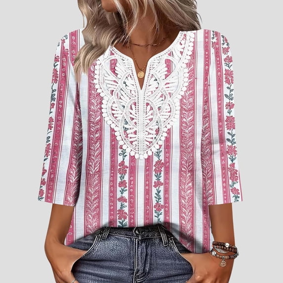 Blczomt Pink Tops for Women Trendy Summer Cute Blouse Lightweight Casual Womens Blouse,L