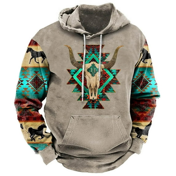 Blczomt Plain Men Hoodies Drawstring Western Hoodie Aztec Yellow Pullover Winter Clothes