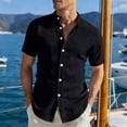 thumbnail image 1 of Blczomt Plain Mens Short Sleeve Shirts Casual Big & Tall Button Up Black Shirts Button Down Big and Tall Summer Tees for Men, 1 of 7