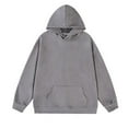 thumbnail image 1 of Blczomt Plain Mens Sweatshirts Fleece Hoodie Gray Warm Winter Casual Mens Clothing, 1 of 3