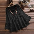 thumbnail image 1 of Blczomt Plain Women Tops Under $5 Long Sleeve Plus Size Black Blouse Embroidered Basic Lace Work Blouses for Women L, 1 of 9