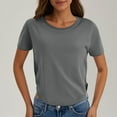 thumbnail image 1 of Blczomt Plain Womens Plus Size Tops Short Sleeve Summer Basic Tees Round Neck 2025 Casual Gray Blouses for Women, 1 of 7