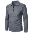 thumbnail image 1 of Blczomt Polo Shirts for Men Gray Plain Golf Long Sleeve Polo Shirts 1/4 Zip Fashion Spring Mens Winter Clothes, 1 of 4