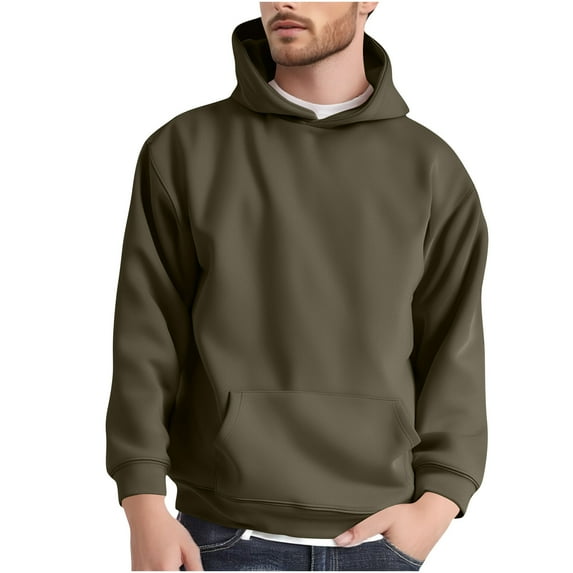 Blczomt Pullover Mens Sweatshirt Casual Plain Hoodies Sweatshirt Fall Long Sleeve Green Winter Clothes,M