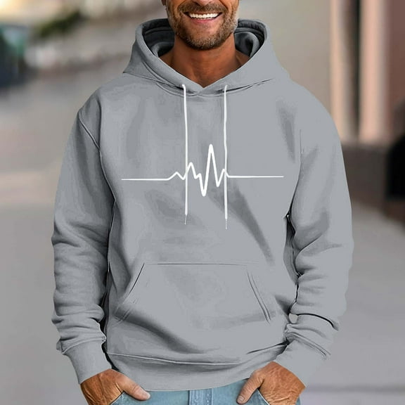 Blczomt Pullover Sweatshirt Men Graphic Winter Sweatshirt Gray Casual Long Sleeve Hooded Fashion Clothing