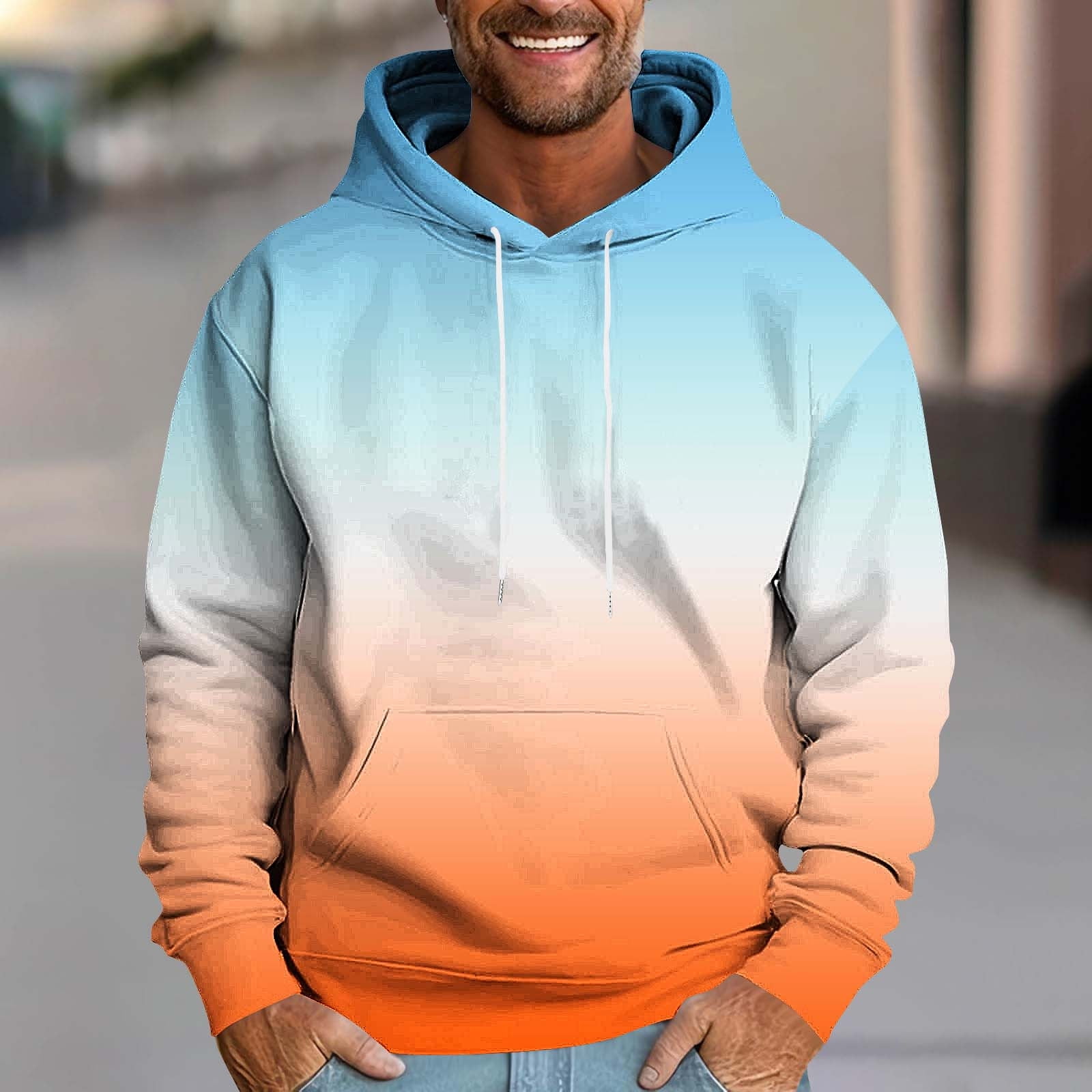 Blczomt Pullover Sweatshirts for Men Trendy Hoodies Casual Orange ...