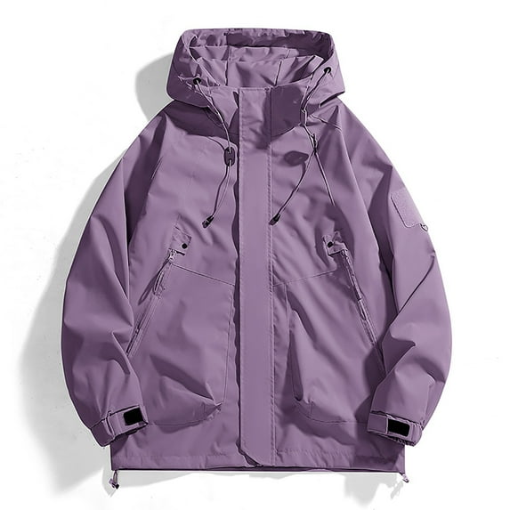 Blczomt Purple Mens Jacket Clearance Under $20 Windbreaker Zip Up Jacket Casual Stylish Hooded Lightweight Men Coat XXL