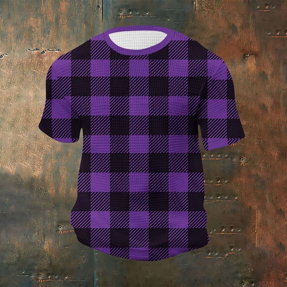 Blczomt Purple Shirt Men Crewneck Casual Big & Tall Shirts Big and Tall Waffle Summer Polka Dot Men's T-Shirts