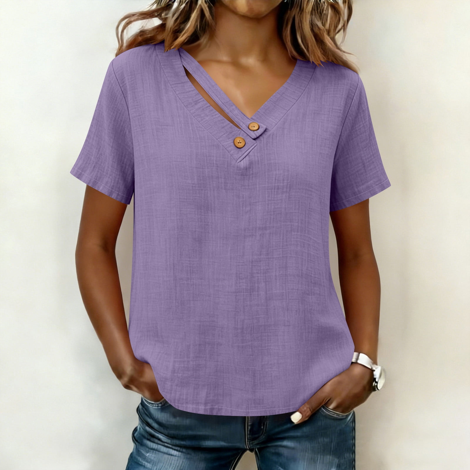 Blczomt Purple Spring Tops for Women Summer Short Sleeve Tee Trendy ...