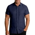 thumbnail image 1 of Blczomt Regular-Fit Men Short Sleeve T Shirts Blue Linen Summer Button Up Shirts Button Down Oversized Big and Tall Tshirts Men, 1 of 8