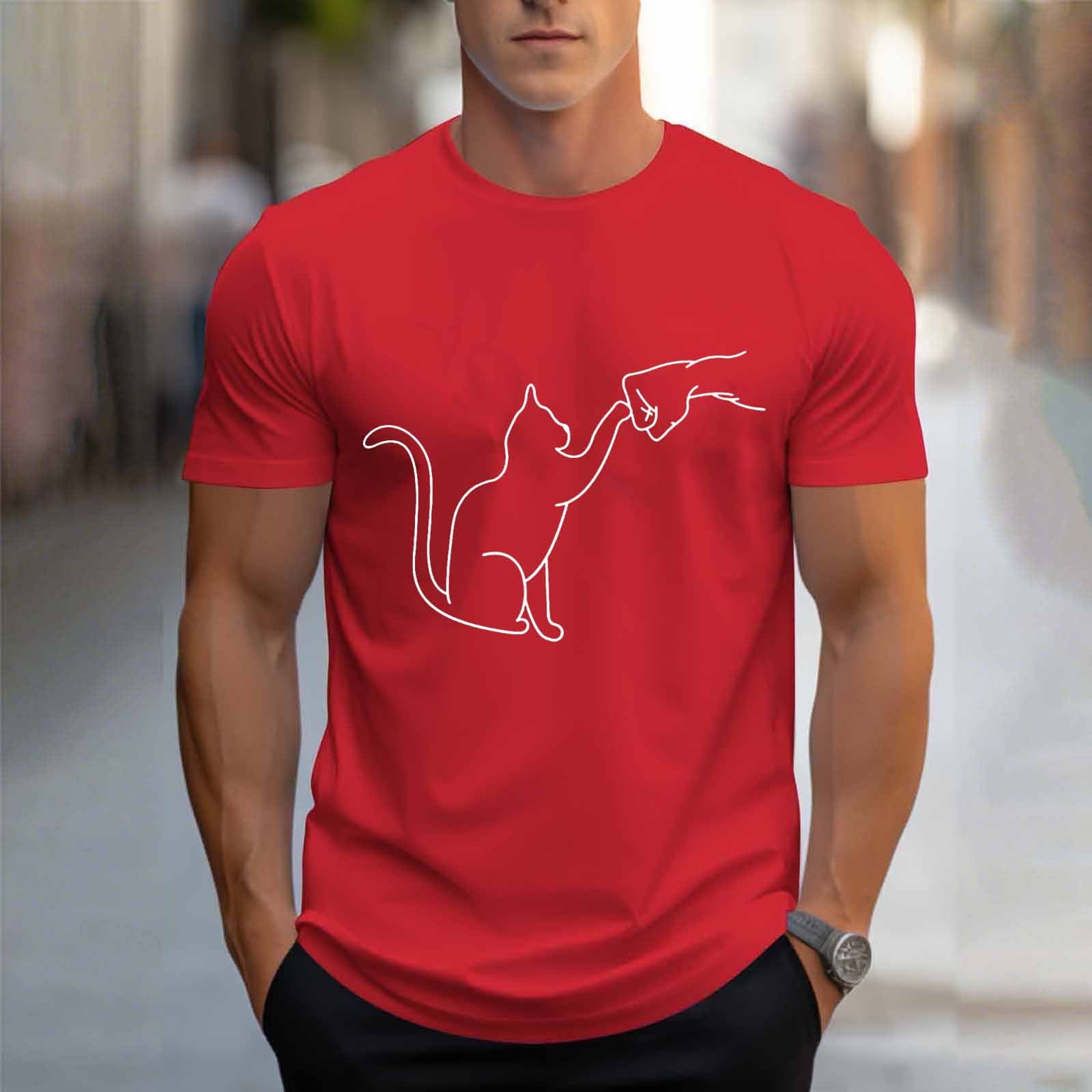 Blczomt Shirt Men Short Sleeve Graphic Red Soft Tee Cute Summer Animal ...