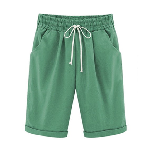Blczomt Short Cargo Pants Women Elastic Waisted Wide Leg Drawstring Comfy Pants Light Weight Large Size with Pockect Pure Color Daily Trousers