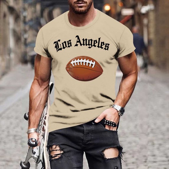 Blczomt Short Sleeve T Shirt Men Big and Tall Casual Vintage Yellow Shirts Los Angeles Regular-Fit California Tees for Men