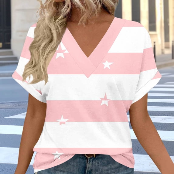 Blczomt Short Sleeve Tops Women Trendy Pink Tops Cute Y2K Womens Blouses