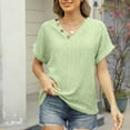thumbnail image 1 of Blczomt Short Sleeve Tops Womens Dressy Green V Neck Shirt Plain Formal Elegant Womens Blouses, 1 of 8