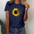 thumbnail image 1 of Blczomt Short Sleeve Tops Womens Soft Summer Blue Tee Crew Neck Sunflower Print Casual Women Blouse, 1 of 4