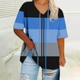 thumbnail image 1 of Blczomt Short Sleeve Tops for Women Color Block Oversized Shirts Plus Size Crew Neck Blue Loose Womens Plus Size Blouses, 1 of 4