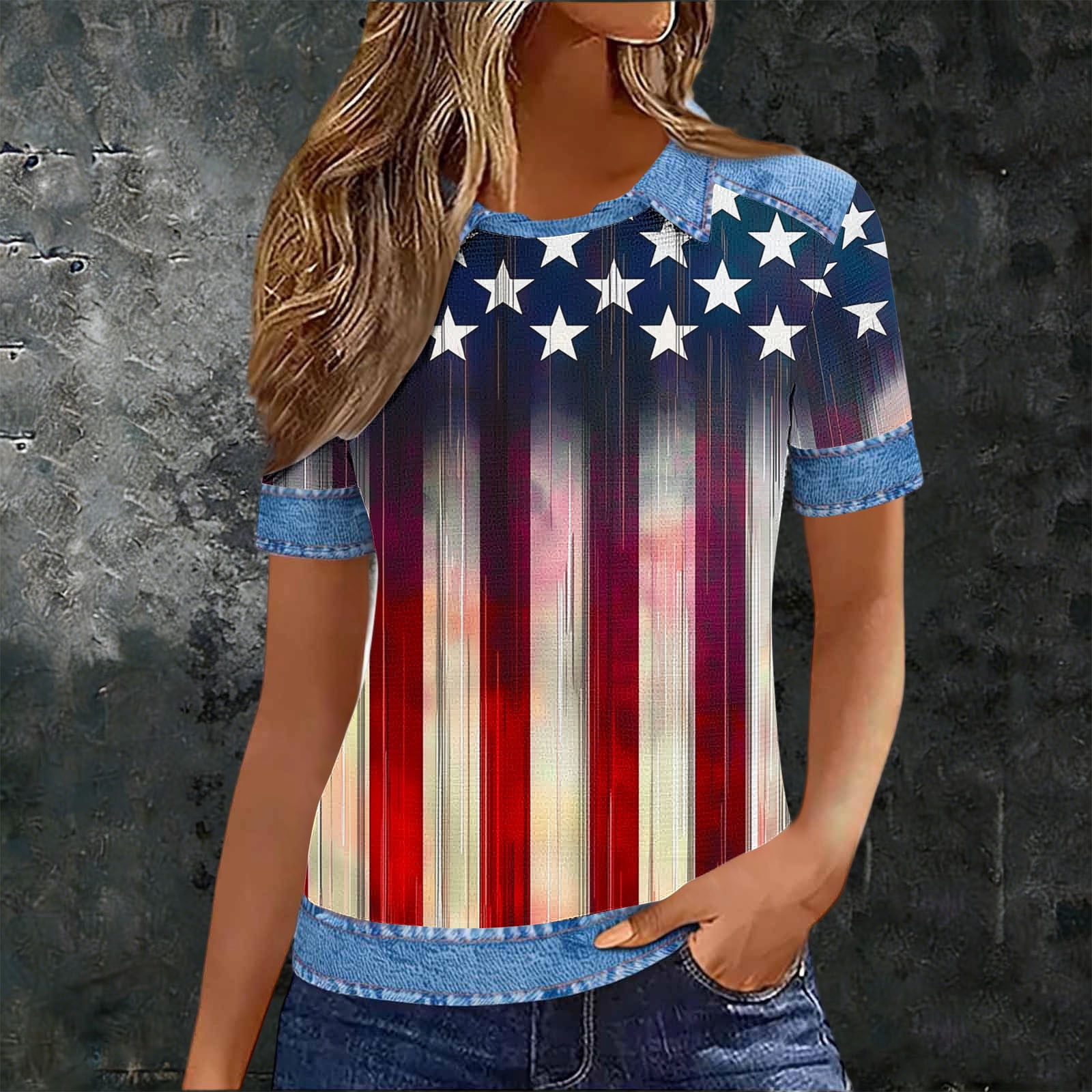 Blczomt Short Sleeve Women Blouses Dressy 4th Of July Red Tops 2026 ...