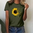 thumbnail image 1 of Blczomt Short Sleeve Womens Shirts Green Summer Soft Tee Crew Neck Sunflower Print Casual Blouses for Women, 1 of 4