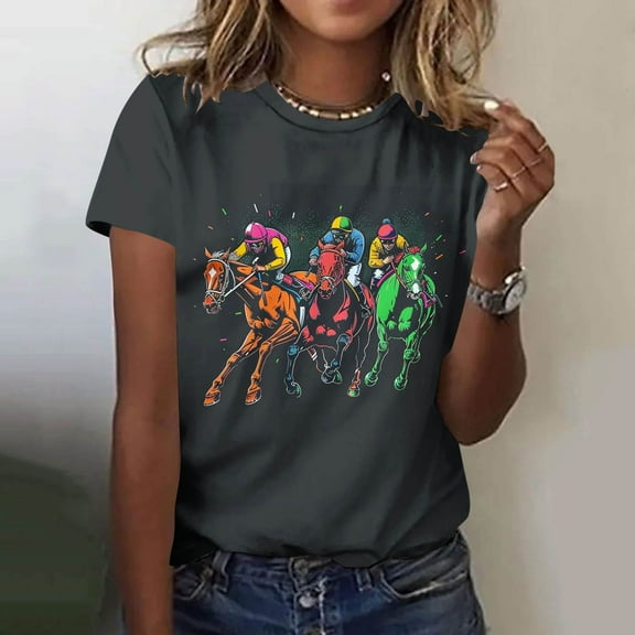 Blczomt Short Sleeve Womens Tops Summer Casual Spring Tees Animal Print Loose Graphic Shirts Women