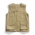 thumbnail image 1 of Blczomt Sleeveless Mens Tank Tops Work Cotton Cargo Vest Yellow with Pockets Outdoor Safari Mens Clothes, 1 of 9