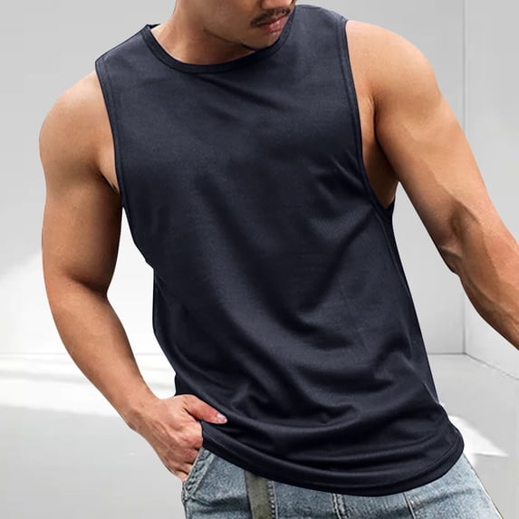 Blczomt Sleeveless Shirts for Men Summer Tank Top Muscle Casual Breathable Workout Black T Shirts
