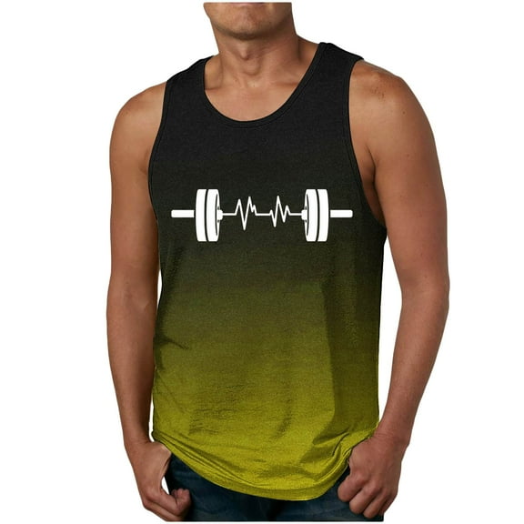 Blczomt Sleeveless T Shirts for Men Muscle Tees Casual Beach Yellow Summer Men's Fashion