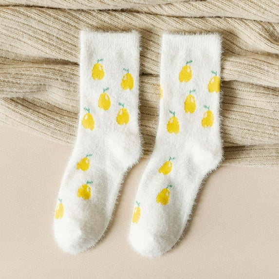 Blczomt Slipper Clearance Socks Women Fuzzy Crew White Sock Fluffy Cozy Print Clearance Socks Women