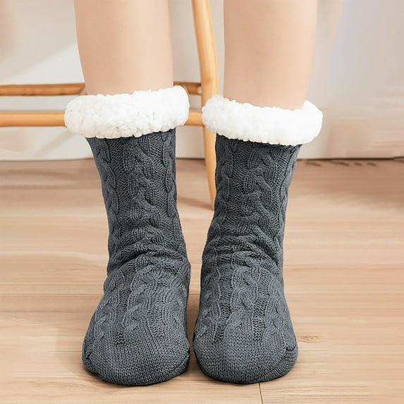 Blczomt Slipper Socks Women Crew Boot Sock Warm Gray Soft Non Slip Socks Women