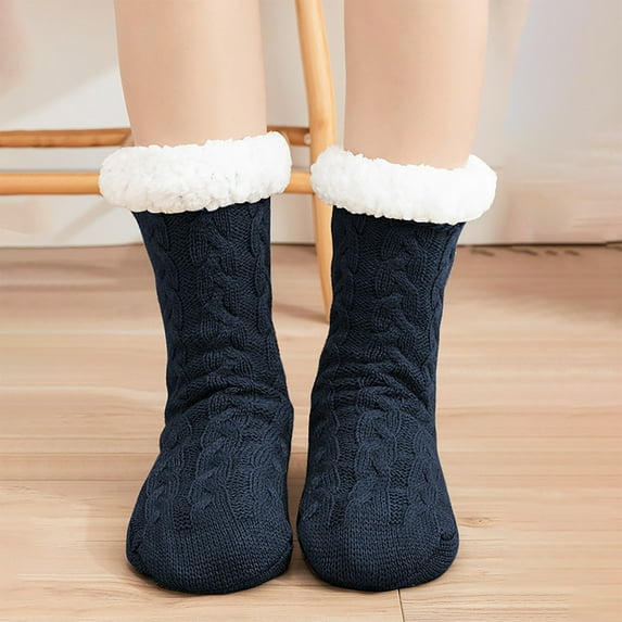 Blczomt Slipper Women's Socks Boot Crew Sock Non Slip Warm Blue Soft Women's Socks