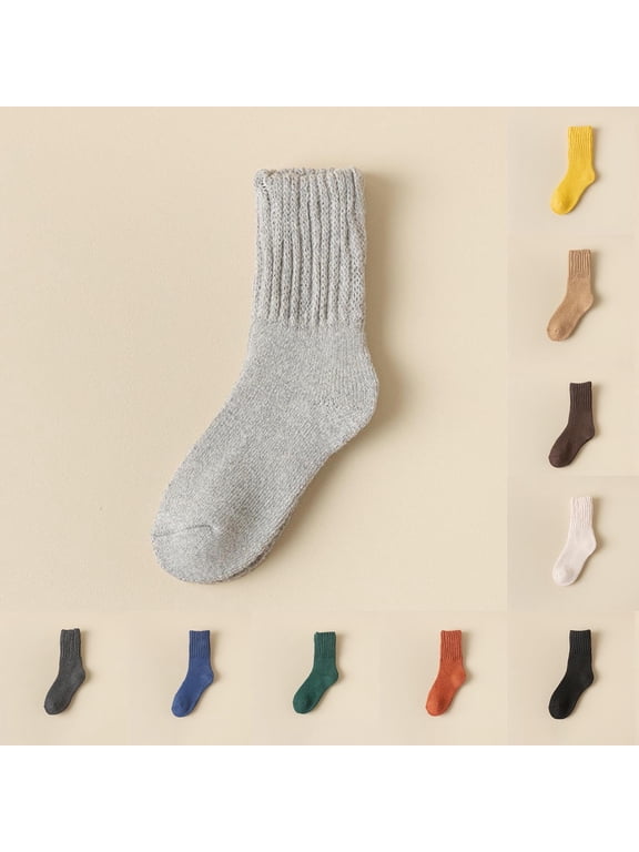 Socks Women Fuzzy Wool Crew Sock Beige Thermal Mid Calf Warm Socks Women