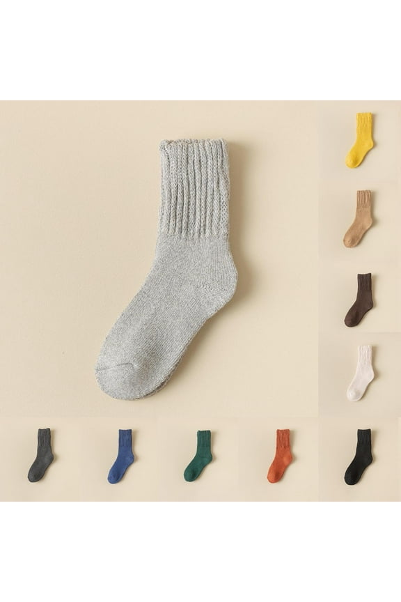 Socks Women Fuzzy Wool Crew Sock Beige Thermal Mid Calf Warm Socks Women