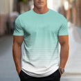 thumbnail image 1 of Blczomt Soft Short Sleeve Shirt Men Blue Crewneck Oversized Tee Summer Gradient Tees Men, 1 of 5