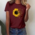 thumbnail image 1 of Blczomt Soft T Shirts for Women Short Sleeve Summer Red Tee Sunflower Print Crew Neck Casual Womens Blouses, 1 of 4