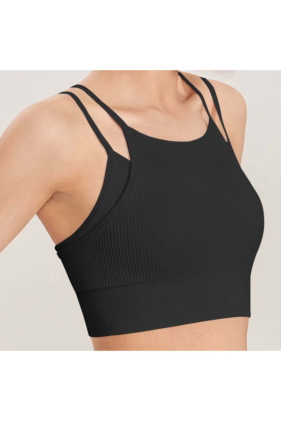 Sports Bras for Women Criss Cross Back Strappy Yoga Longline Spaghetti Straps Bras