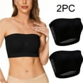 thumbnail image 1 of Blczomt Strapless Bandeau Womens Bras Comfortable No Wire Black 2PC Bralettes Bra, 1 of 9