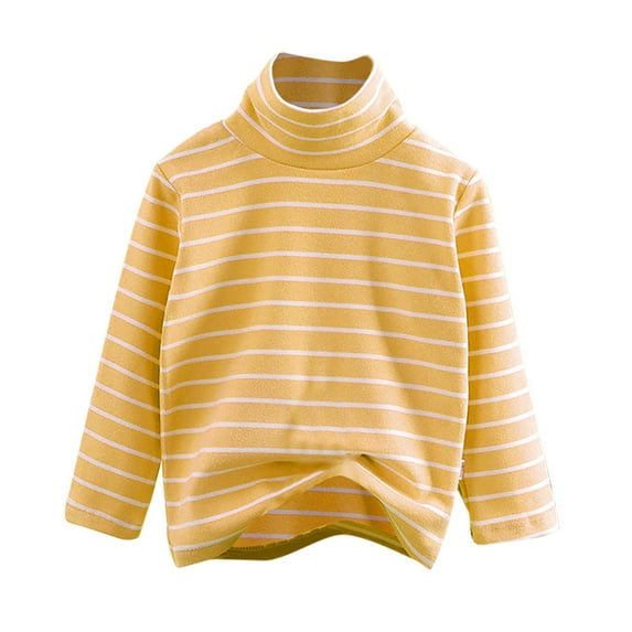 Blczomt Striped Toddler T Shirts Turtleneck Long Sleeve Shirt Cute Casual Winter Yellow Toddler Girl Clothes