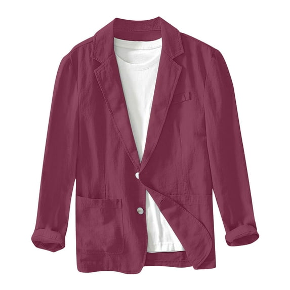 Blczomt Suit Jacket for Men Big and Tall Red Shirt Jacket Plain Fashion Button Men's Winter Coats XXL