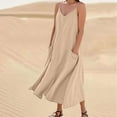 thumbnail image 1 of Blczomt Summer Dresses for Women Clearance Under $15 Plus Size Sleeveless Loose Maxi Dresses Cotton Linen Flowy Casual Dresses with Pockets, 1 of 6