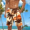 thumbnail image 1 of Blczomt Summer Men Casual Shorts Beach Elastic Waist Vacation Yellow Drawstring Hawaiian Print Men's Fashion,XXXL, 1 of 5