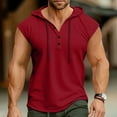 thumbnail image 1 of Blczomt Summer Tank Top Mens Workout Hoodie Sleeveless Red Casual Gym Button Tank Shirts, 1 of 5