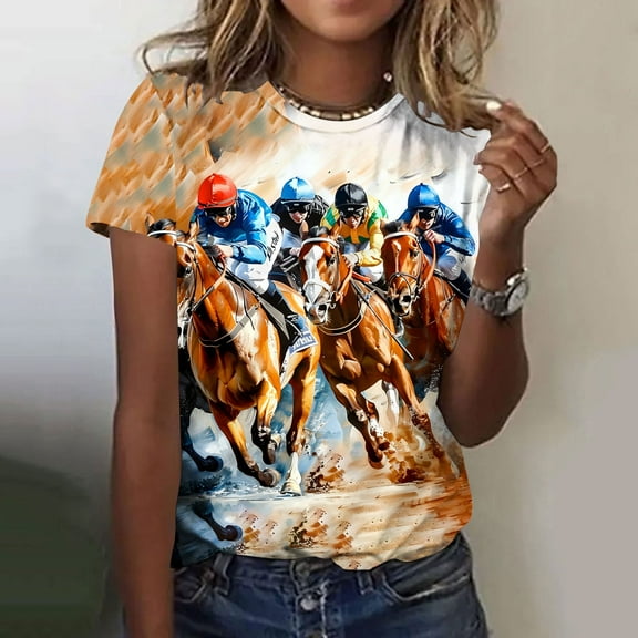 Blczomt Summer Women's Tops Short Sleeve Crew Neck T Shirt Graphic Casual Trendy Women Shirts