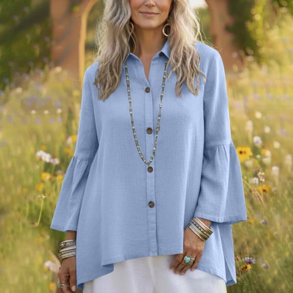 Blczomt Summer Womens Blouses Blue Short Sleeve Blouses Casual Lightweight Blouse for Women,XXL