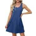 thumbnail image 1 of Blczomt Summer Womens Dress Beach Tank Dress with Pockets Blue Sleeveless Flowy Vacation Womens Fashion, 1 of 9