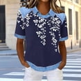 thumbnail image 1 of Blczomt Summer Womens Shirts Blue Graphic Dressy T Shirt Collared Trendy Short Sleeve,XL, 1 of 5