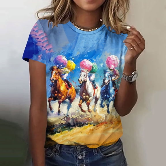 Blczomt Summer Womens Tops Short Sleeve Crew Neck T Shirt Casual Trendy Graphic Women's Blouse