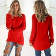 thumbnail image 1 of Blczomt Sweaters for Women Trendy Crewneck Long Sleeve Pullover Sweater Plain Long Red Casual Comfy Womens Shirts, 1 of 5