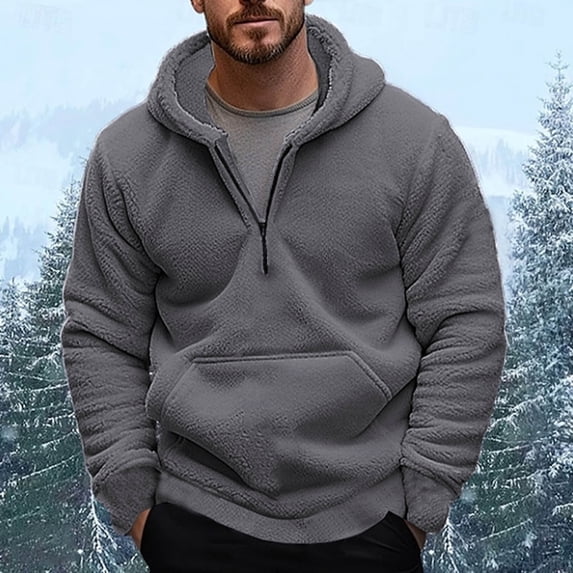 Blczomt Sweatshirt Men Casual Plain Long Sleeve Sweatshirt Half Zip Gray Fall Winter Pullover Clothing