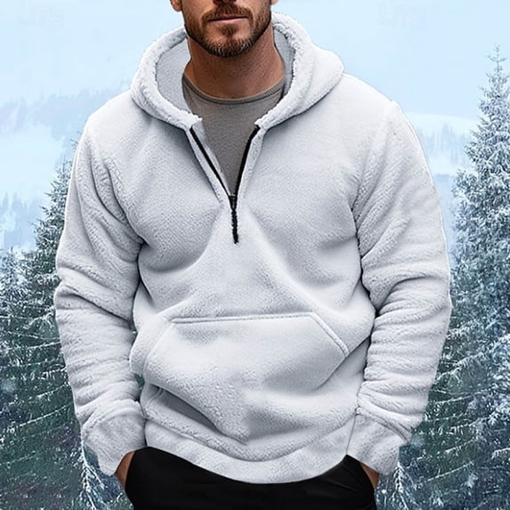 Blczomt Sweatshirt Men Plain Long Sleeve Casual Sweatshirt Pullover White Half Zip Fall Winter Men's Fashion